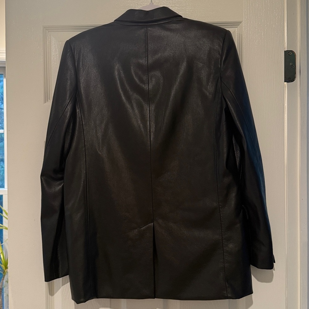 Zara Black Faux Leather Blazer Small - Picture 9 of 12
